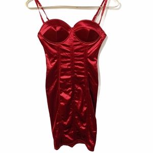 Blashe Size Small Red Bodycon Bra Cup‎ Ruched Midi Dress